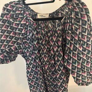 Stylish Women's Geometric Top - Black, Pink, Green